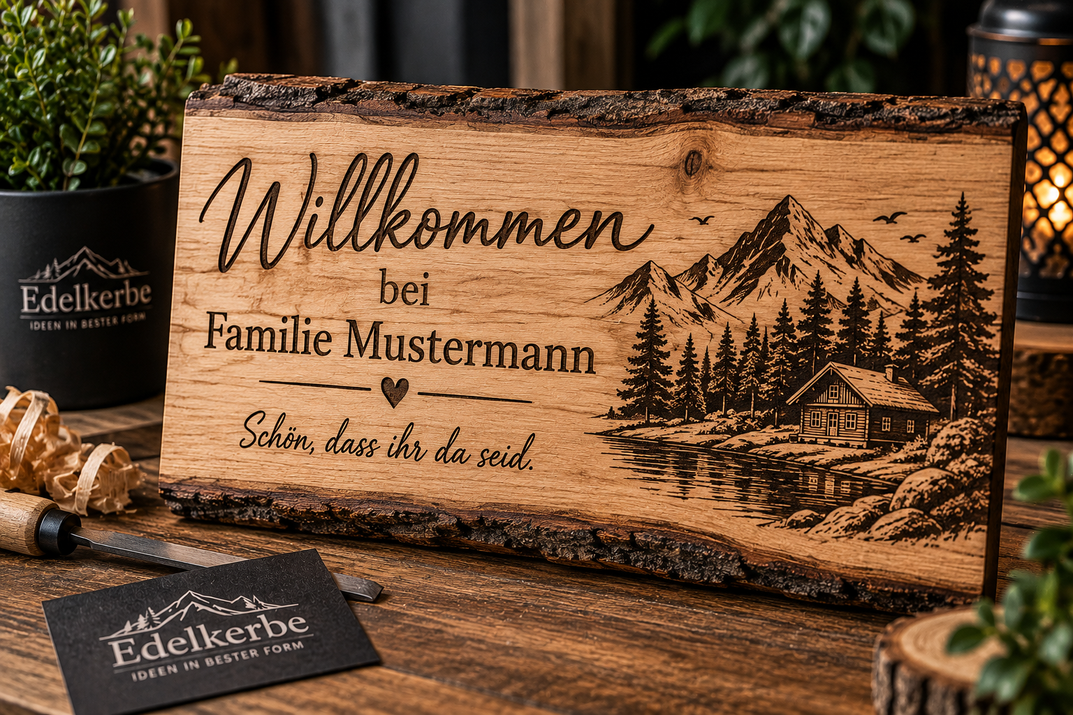 Graviertes Holzschild